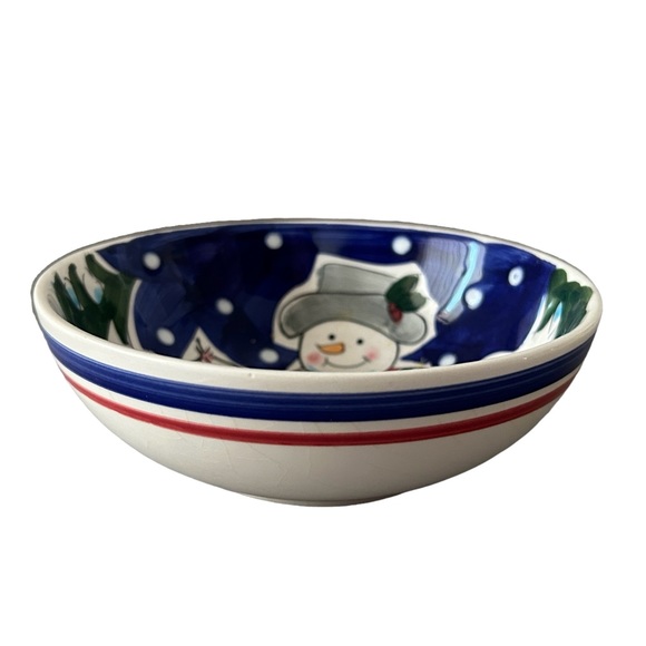 Vintage World Bazars 6” Ceramic Snowmen Decorative Bowl  Winter Holiday GUC - Picture 8 of 14